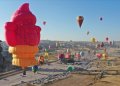 Figürlü sıcak hava balonları Kapadokya’da gösteri uçuşu yaptı