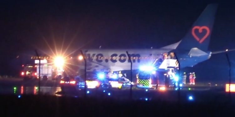 Mavi Gök Airlines, Münster’de piste geç indi, son anda durdu