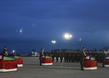 Libya askeri heyetinin naaşları törenle ülkesine gönderildi